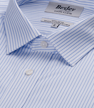 Chemise homme blanches à rayures bleues claires - GEOFFROY