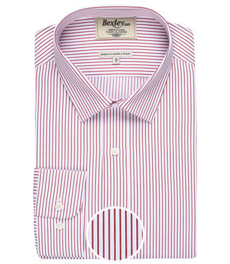 Chemise blanche à rayures rouges - GEOFFROY