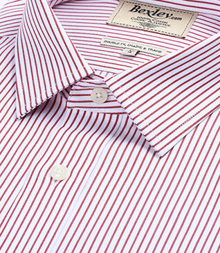 Chemise blanche à rayures rouges - GEOFFROY