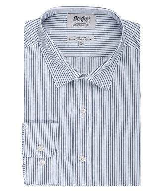 Chemise homme blanches à rayures vertes foncées - GEOFFROY