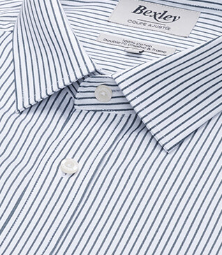 Chemise homme blanches à rayures vertes foncées - GEOFFROY