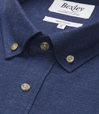 Chemise flanelle Marine - Poche poitrine - ALEXANDER