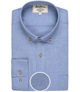 Chemise flanelle bleu chiné - Poche poitrine - ALEXANDER