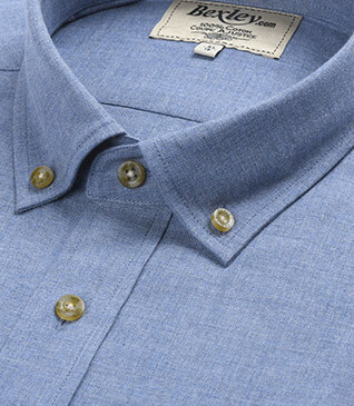Chemise flanelle bleu chiné - Poche poitrine - ALEXANDER
