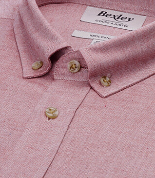 Chemise flanelle Corail Foncé - Poche poitrine - ALEXANDER