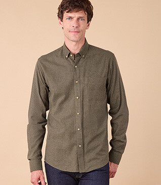 Chemise flanelle Vert Foncé - Poche poitrine - ALEXANDER