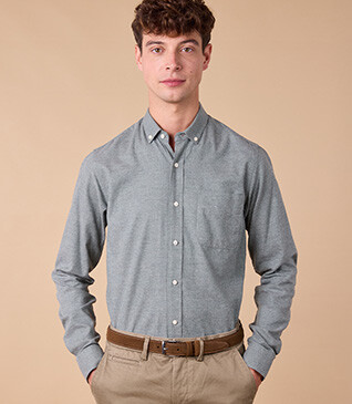 Chemise flanelle Vert Tilleul - Poche poitrine - ALEXANDER