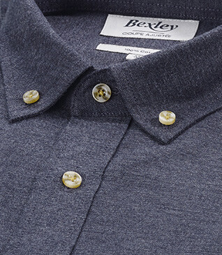 Chemise flanelle Anthracite Chiné - Poche poitrine - ALEXANDER