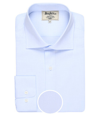 Chemise coton bleue claire - Col italien - ANGELO