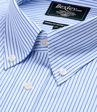 Chemise blanche rayures bleues poche poitrine - BRODERICK