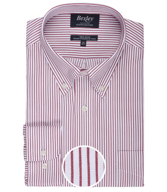 Chemise blanche à rayures rouges poche poitrine - BRODERICK