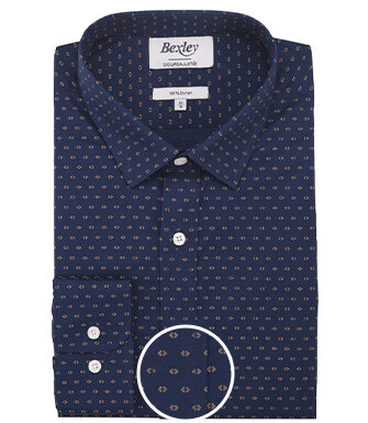 Chemise imprimée marine motif cognac - LÉONCE