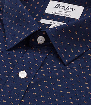 Chemise imprimée marine motif cognac - LÉONCE