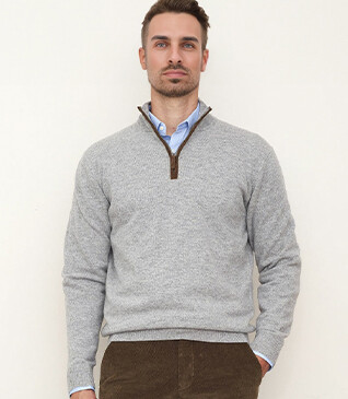 Pull laine col zippé Gris chiné - KEITHY