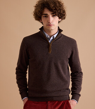 Pull laine col zippé Chocolat Foncé - KEITHY