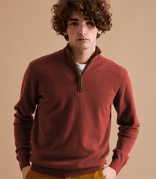 Pull col zippé homme laine Epice Chiné - KEITHY