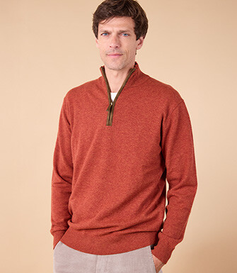 Pull col zippé homme laine Epice Chiné - KEITHY