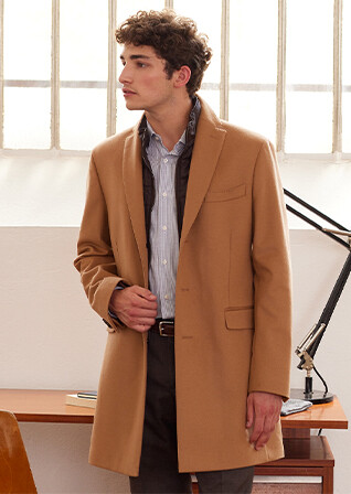 Manteau homme laine & cachemire hiver Camel - HONORÉ II