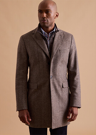 Manteau homme laine & cachemire ChevronTaupe - HONORÉ II
