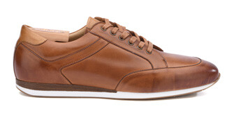 Sneakers homme cuir Châtaigne Patiné - BELBARA