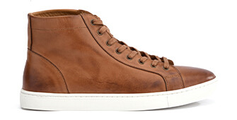 Sneakers montantes homme cuir Châtaigne Patiné - HAWTHORNE