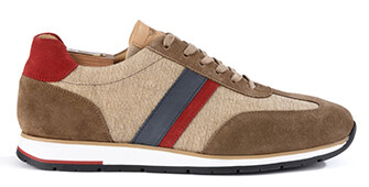 Sneakers homme Velours Taupe et Rouge - MELINGA