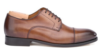 Derbies homme Cognac Patiné semelle cuir - GILWELL