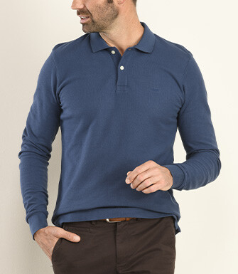Polo manches longues homme Bleu - ANDY II ML