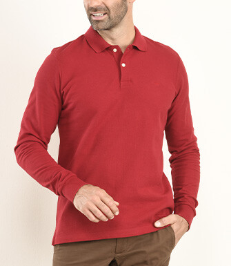 Polo manches longues homme Rouge - ANDY II ML
