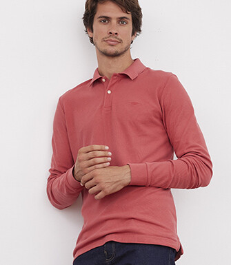 Polo manches longues homme Brique - ANDY II ML