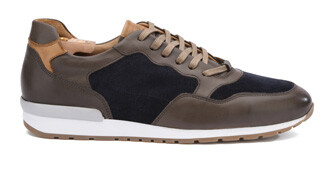 Sneakers homme Taupe Patiné et Velours Marine - CANBERRA II
