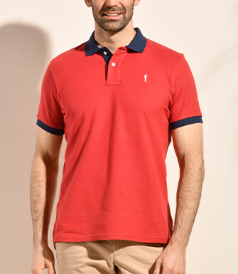 Polo Rouge Basque et Bleu Nordique homme - ARDLEY
