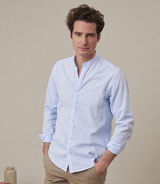 Chemise coton lin Chambray bleu Clair - ELIBERT