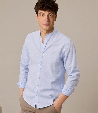 Chemise coton lin Chambray bleu Clair - ELIBERT