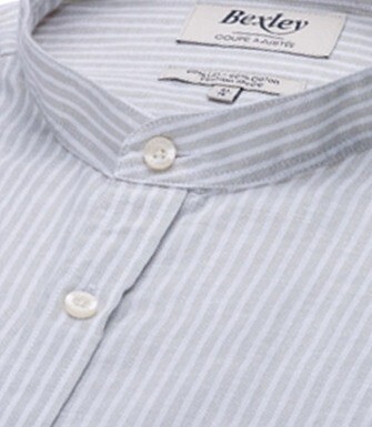 Chemise coton lin Vert Tilleul et Blanc - ELIBERT