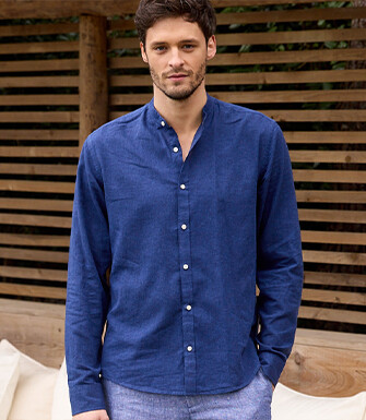 Chemise coton lin Chambray Indigo - ELIBERT