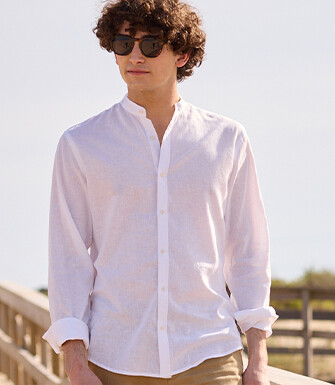 Chemise coton lin Chambray Blanc - ELIBERT