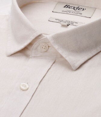 Chemise coton lin Chambray Écru - SILBERT
