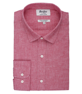 Chemise coton lin Chambray Rouge - SILBERT