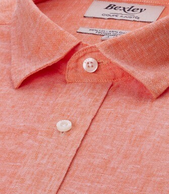 Chemise coton lin Chambray Orange - SILBERT