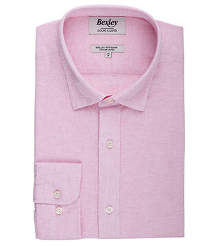 Chemise coton lin Chambray Rose - SILBERT