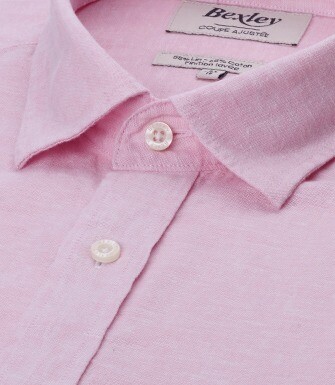 Chemise coton lin Chambray Rose - SILBERT