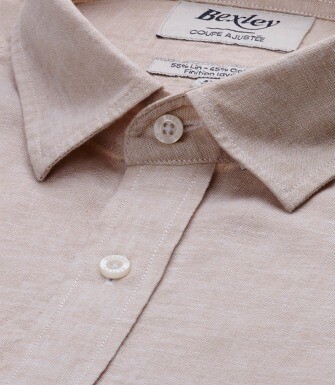 Chemise coton lin Chambray Beige - SILBERT