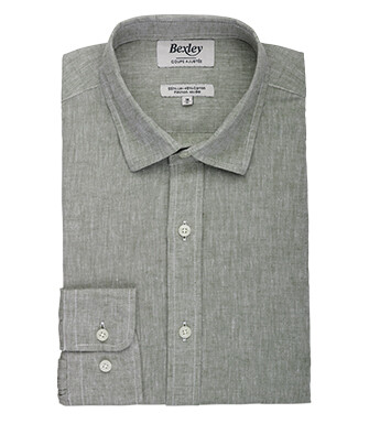 Chemise Homme Chambray Vert Kaki - SILBERT