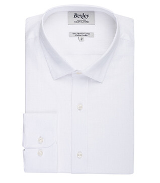 Chemise coton lin Chambray Blanc - Col Français - SILBERT