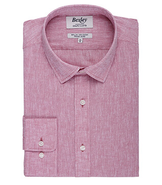 Chemise coton lin Vieux Rose - Col Français - SILBERT