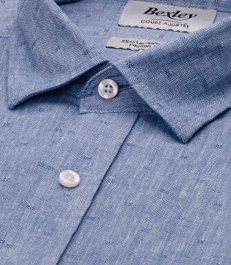 Chemise Homme Chambray Bleu à Motif - SILBERT
