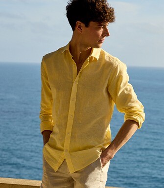 Chemise Homme Chambray Jaune Pale - SILBERT