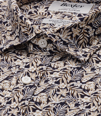 Chemise Homme Chambray Navy et Camel - SILBERT