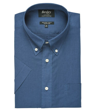 Chemise coton et lin indigo - Poche poitrine - COLTEN MC